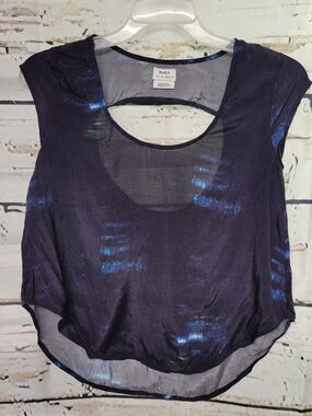 RVCA XS Sheer Open Back Abstract Print Cap Sleeve Blouse Festival Boho